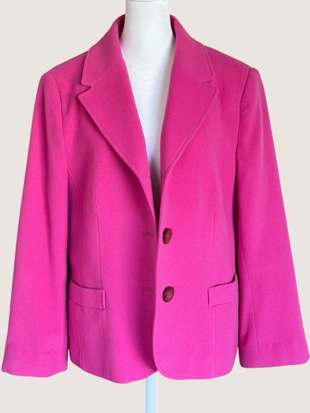 Tribal Pink Wool Cashmere Blazer Jacket Size 14 Bright Fuchsia Coat